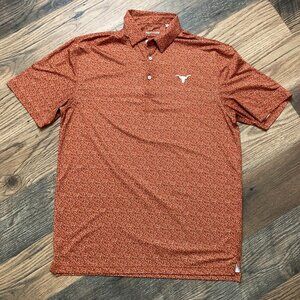 Forty Acres Texas Longhorns Polo Shirt Mens L Orange Speckled Stretch Outdoor